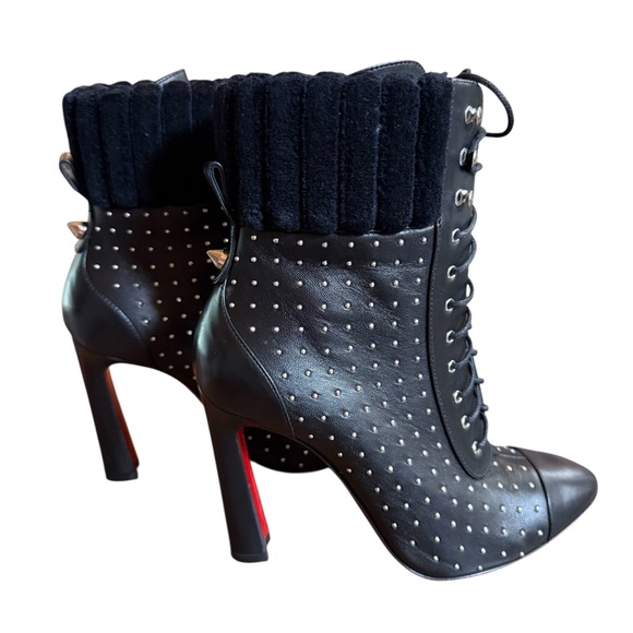 Christian Louboutin Calfskin Studded Dakita 100 Lace Up Booties EU 36 US 6 - Picture 6 of 13